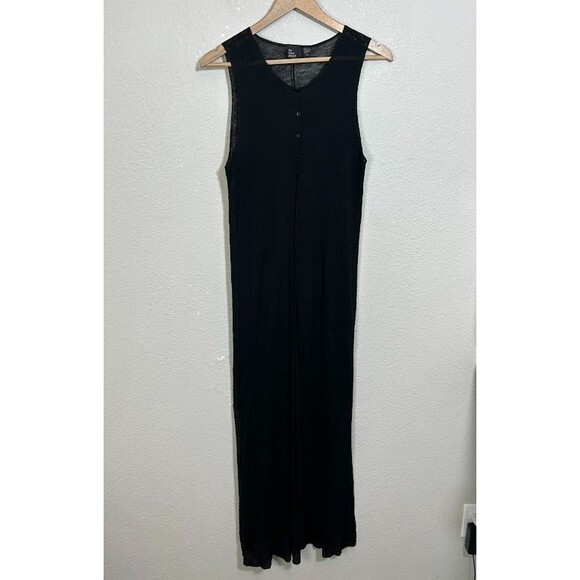 Eileen Fisher Project Duster Cardigan M Black Hemp Layering Sleeveless Lagenlook - Picture 2 of 8